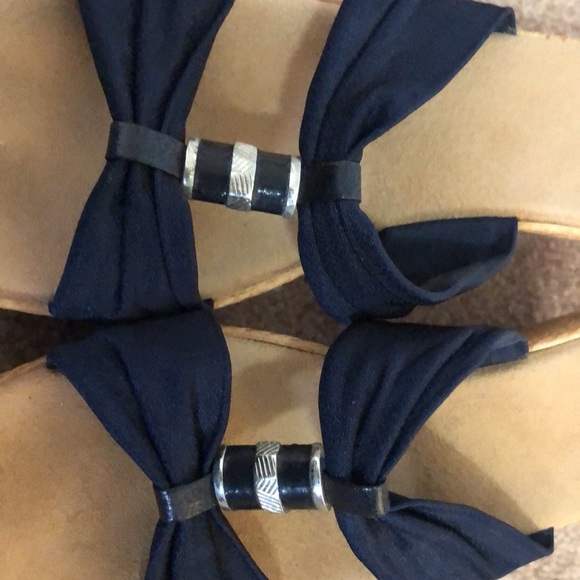 Navy Blue Wedge Sandals - Picture 4 of 4